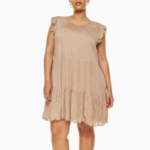 Wilfred Aritzia Sidonie Dress Soft Pink Tiered Ruffle Mini Babydoll Boho Sz 2XL